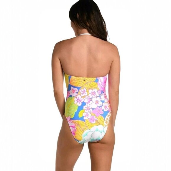 Sunshine 79 Mio Halter One Piece Swimsuit Size 10 Botanical Bliss Floral Beach - Picture 2 of 14